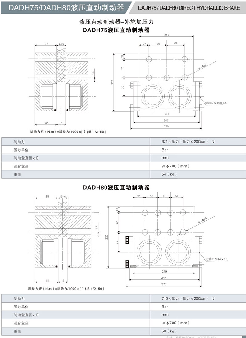 DADH75液壓直動製動器(qi)